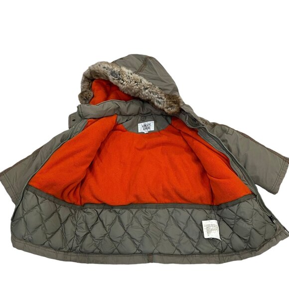 Armani Junior Toddler Boys Hooded Winter Coat 18M Faux Fur Trim Gray & Orange - Picture 8 of 10